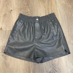 Very J High Rise Faux Leather Charcoal Shorts